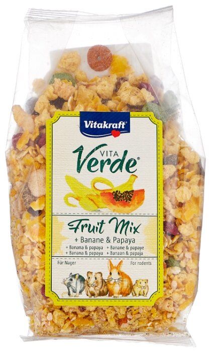 Лакомство для кроликов, грызунов Vitakraft Vita Verde Fruit mix папайя и банан 200 г Лакомство для кроликов, грызунов Vitakraft Vita Verde Fruit mix папайя и банан 200 г